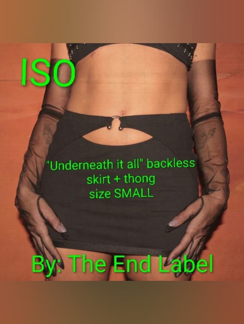 The End Label 'Underneath It All' Backless Skirt Thong - Black